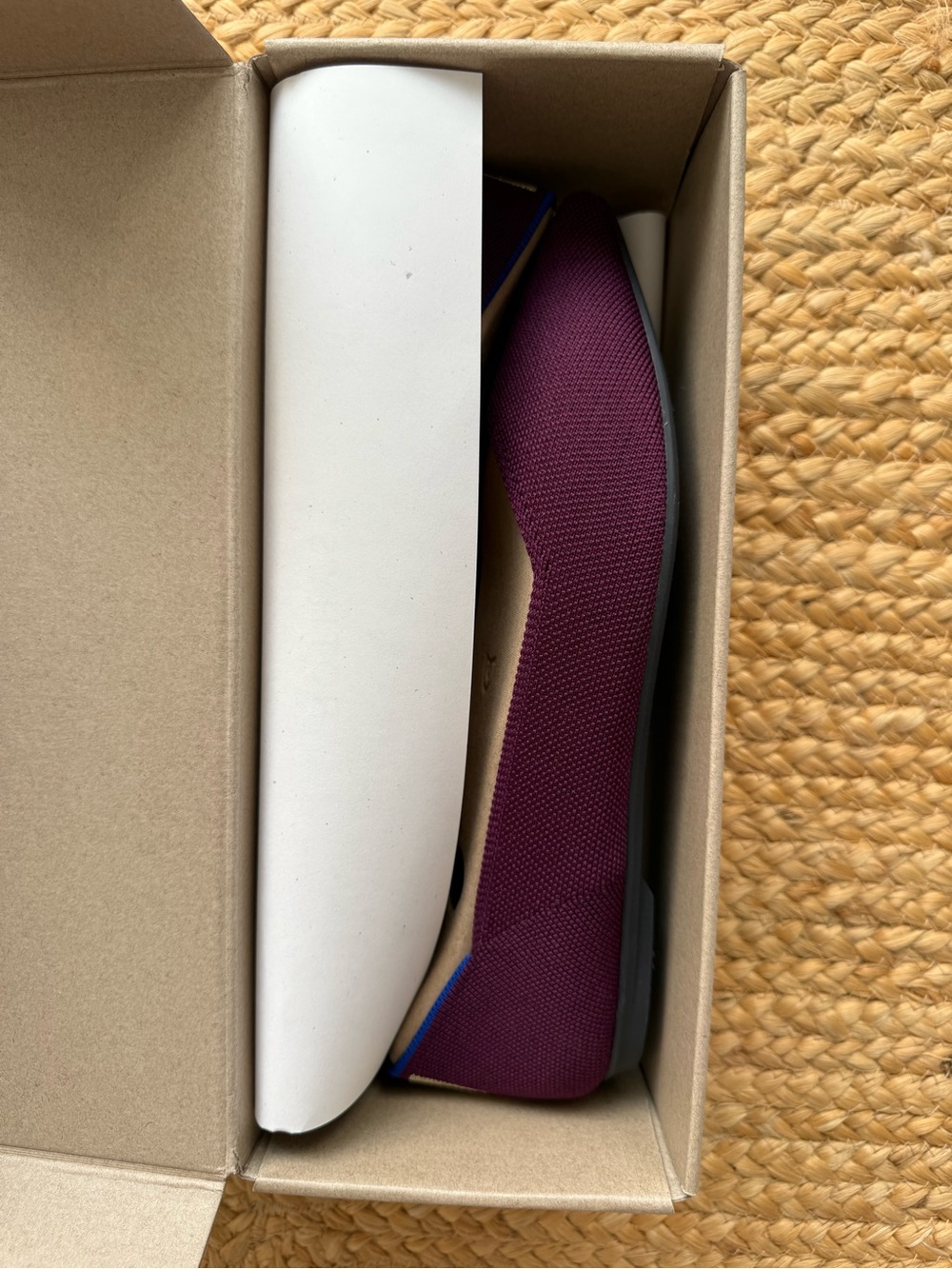 Rothy's Pointed Knit Flats in Plum with Blue Trim - Picture 3 of 10